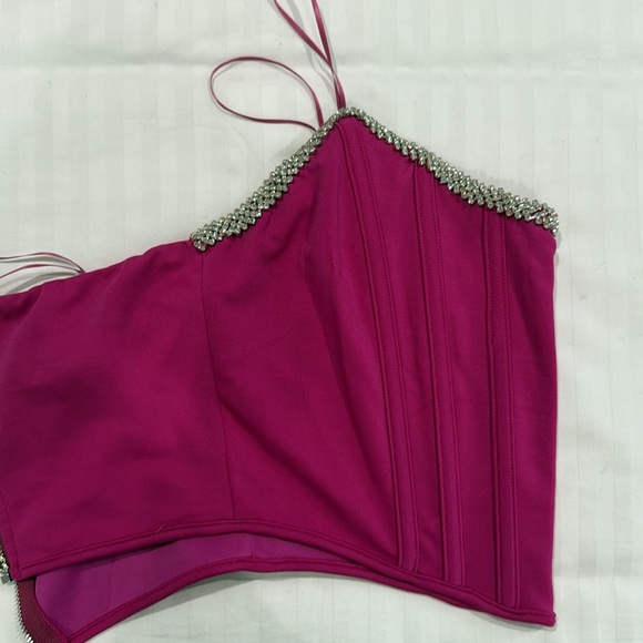 NWT Ruby & Jenna Cropped Embellished Corset Top - Picture 4 of 9